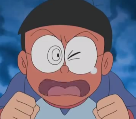 Hình ảnh Nobita buồn và tức giận