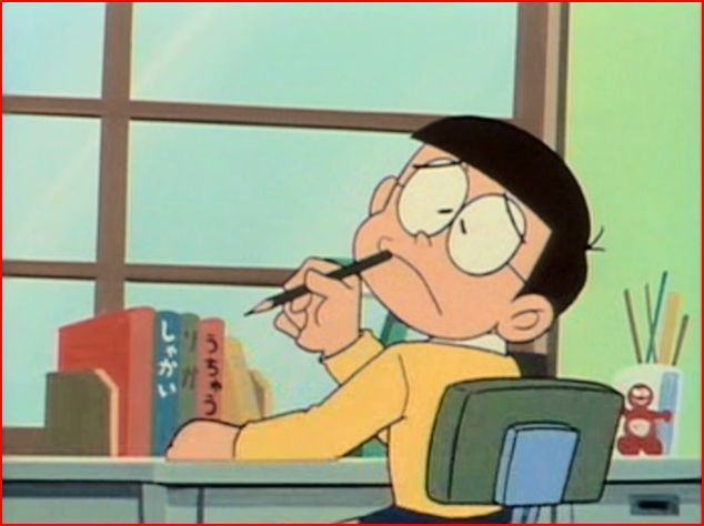 Hình ảnh nobita suy nghĩ buồn