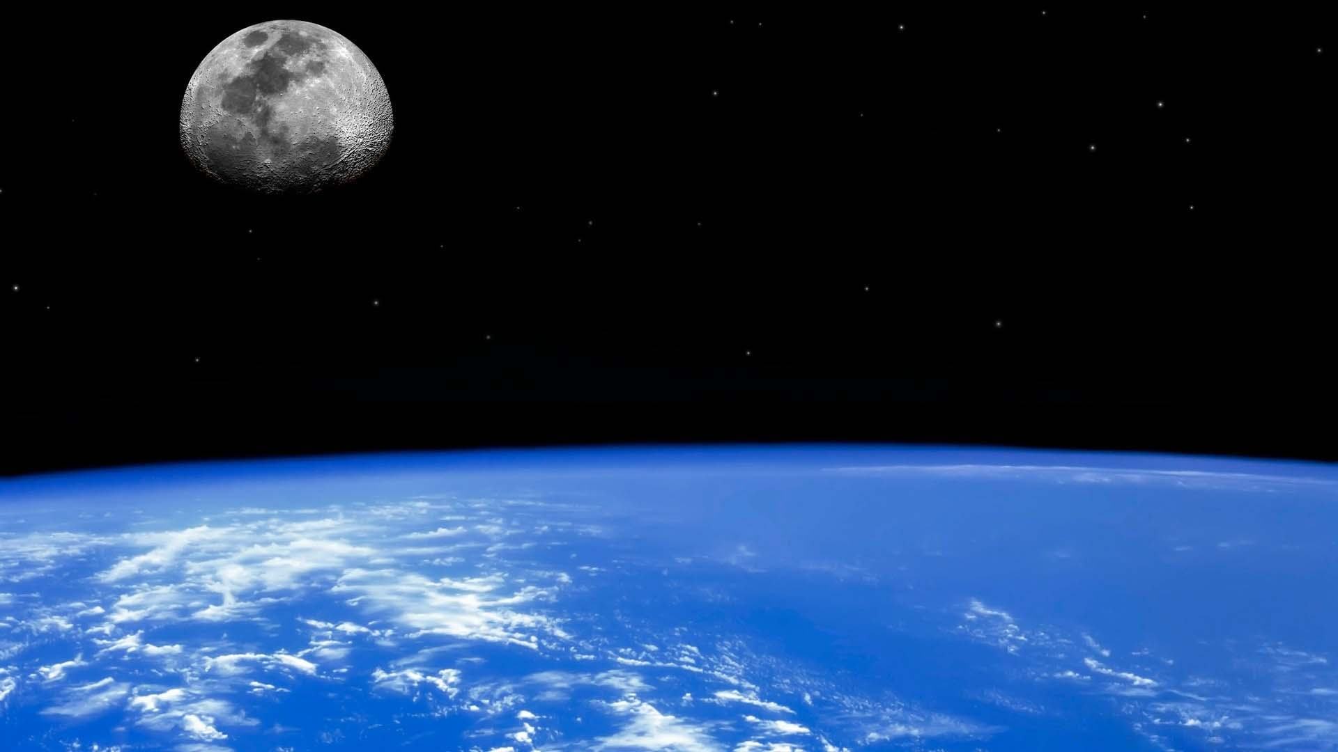 Hình nền không gian trái đất và mặt trăng