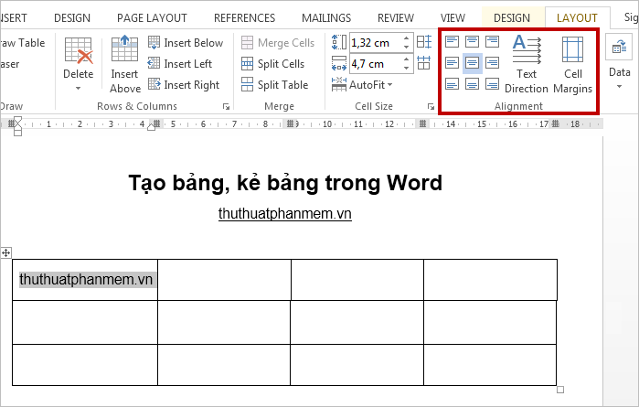 Tạo bảng, kẻ bảng trong Word 8