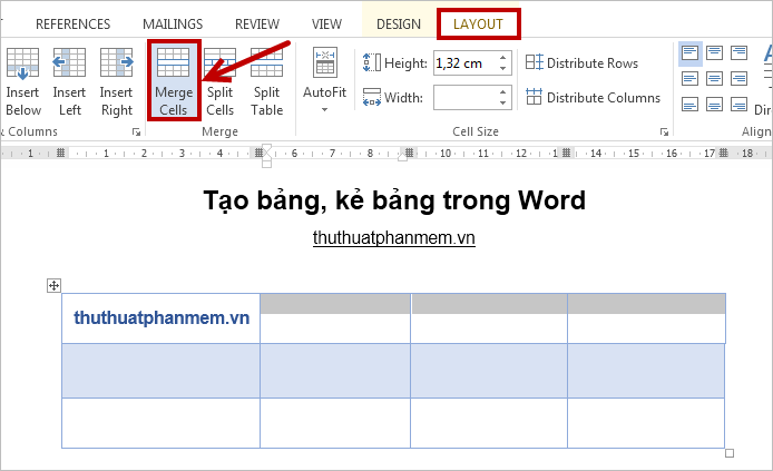 Tạo bảng, vẽ bảng trong Word 10