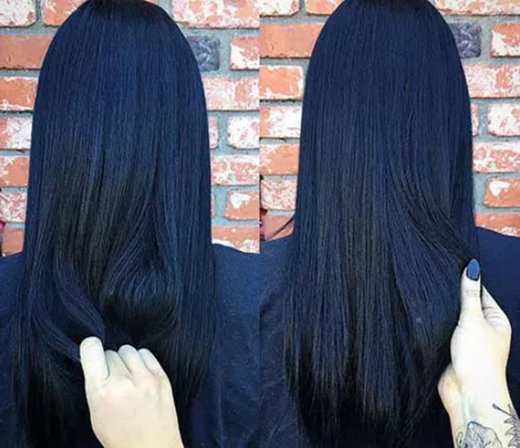 Long blue-black hair