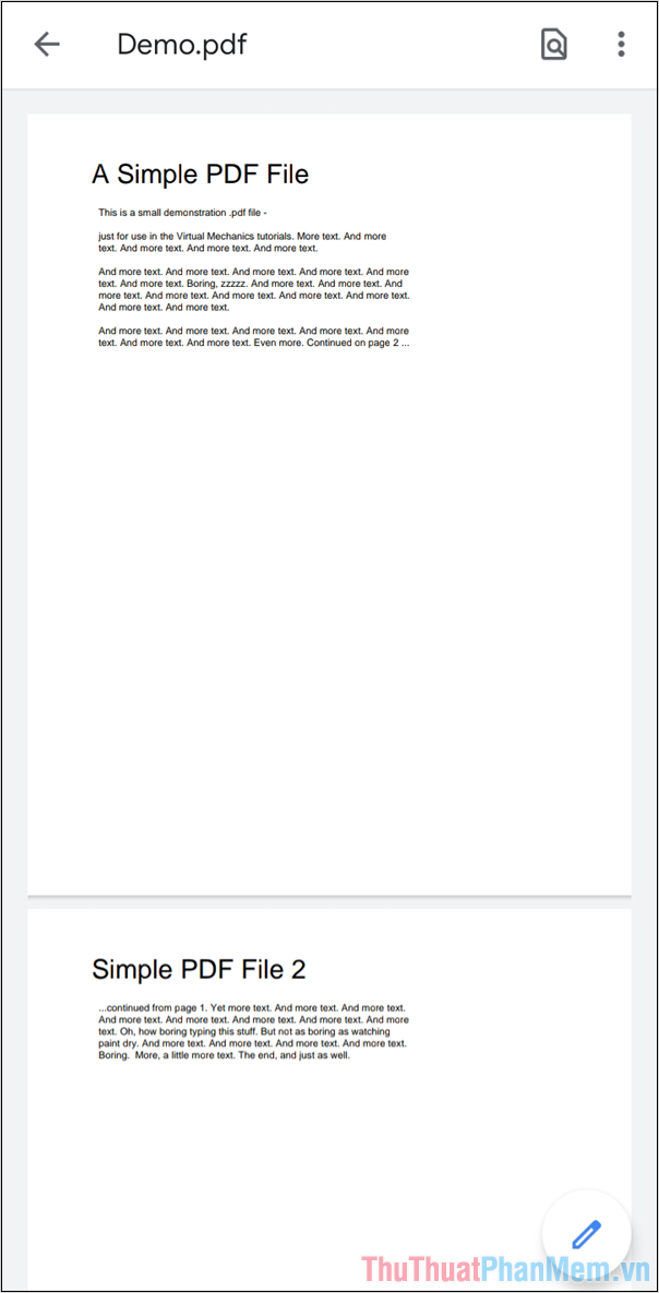 Bạn đã mở file PDF trên hệ điều hành Android thông qua ứng dụng Google PDF Viewer