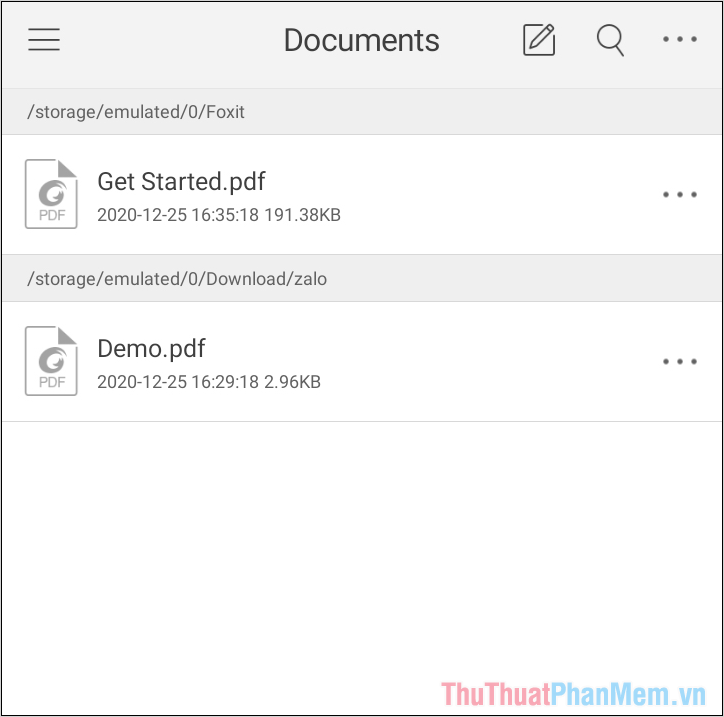 Click vào file PDF trong danh sách file PDF của Foxit PDF Reader