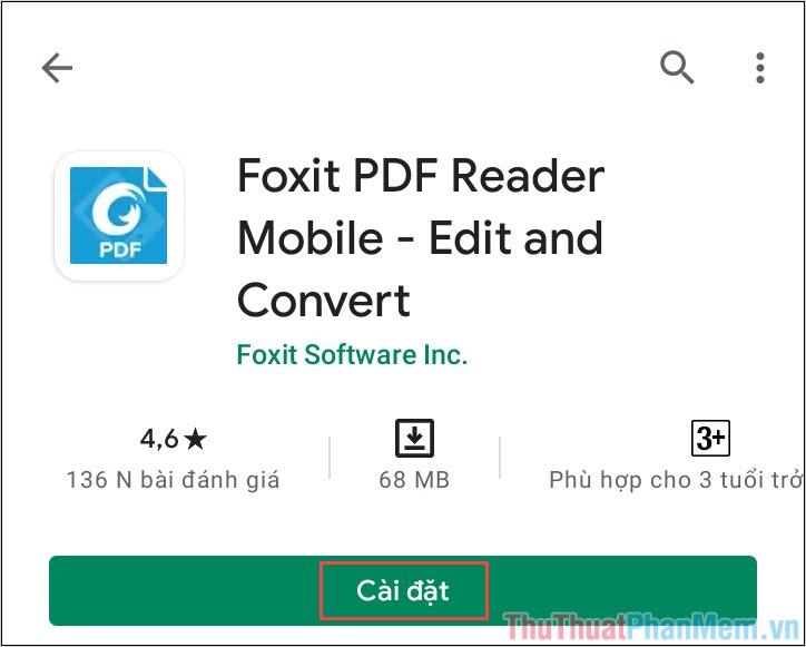 Tiến hành truy cập trang chủ của Foxit PDF Reader để Tải và Cài đặt ứng dụng về điện thoại