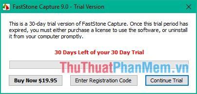 Nhấn Continue Trial để sử dụng miễn phí trong 30 ngày