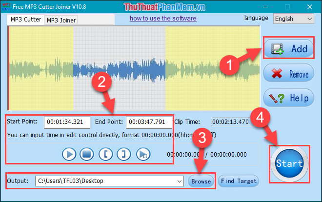 Sử dụng phần mềm Free MP3 Cutter Joiner để cắt file MP3