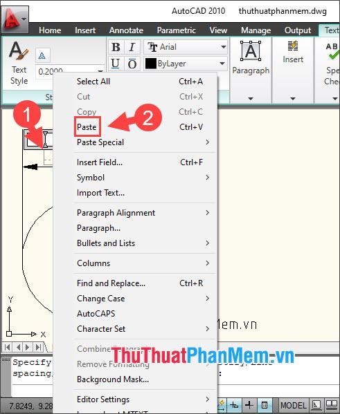 Chọn Dán hoặc nhấn Ctrl + V để chèn không phải.  tính cách