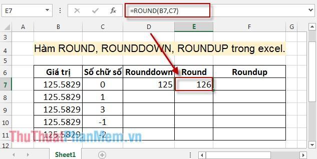 Hàm ROUND, ROUNDDOWN, ROUNDUP trong Excel 4