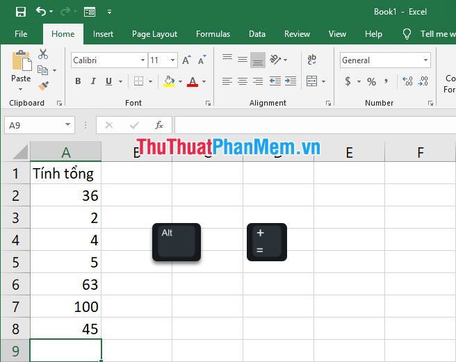 Sử dụng phím Alt và dấu cộng