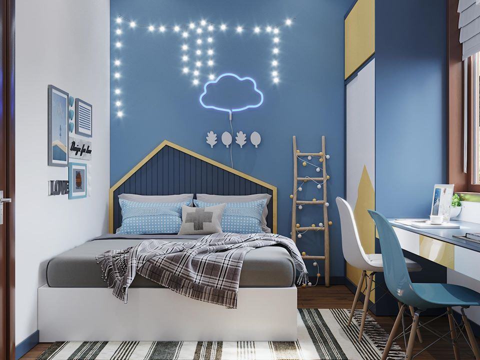 Phòng ngủ bé trai màu xanh navy