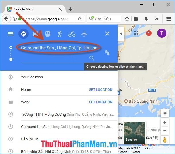 Nhập địa điểm tiếp theo bạn muốn đến