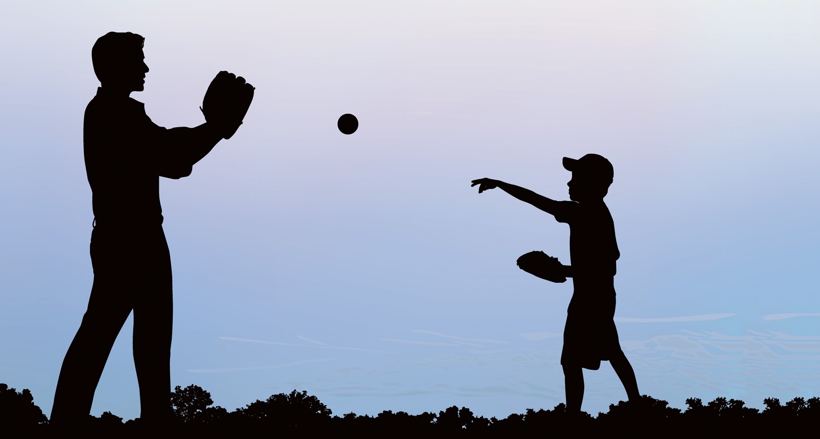 Hình ảnh hai cha con cùng nhau chơi bóng chày