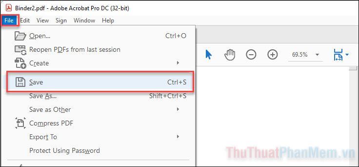 Lưu tệp PDF đã hợp nhất bằng cách chọn Tệp rồi nhấp vào Lưu