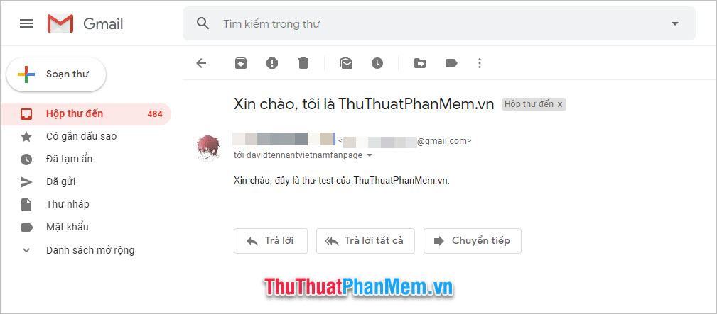 Tất cả thư gửi đến địa chỉ email Gmail của trẻ đều được chuyển tiếp đến Hộp thư đến