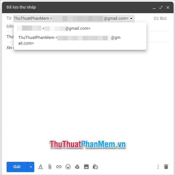 Bạn có thể thay đổi địa chỉ gửi thư trong phần From khi soạn thư mới