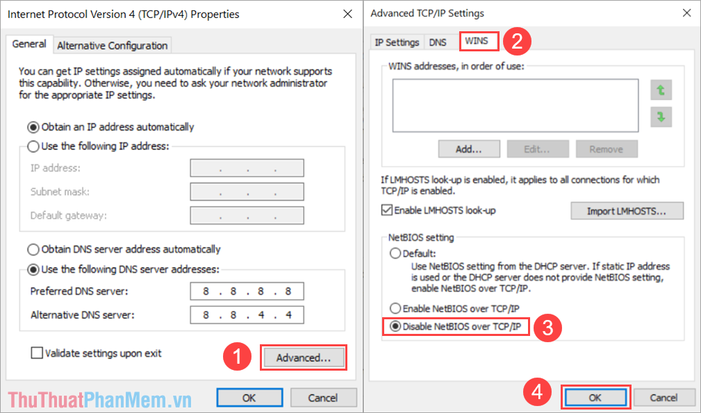 Kiểm tra Tắt NetBIOS qua TCPIP