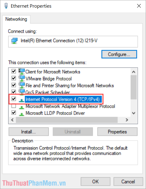 Bấm đúp vào Giao thức Internet Phiên bản 4 (TCPIPv4)