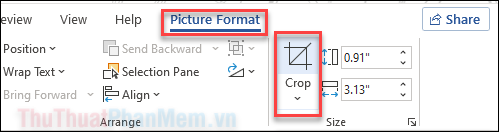 Để cắt hình ảnh, hãy nhấp vào hình ảnh đó, sau đó chuyển sang tab Định dạng hình ảnh - Crop