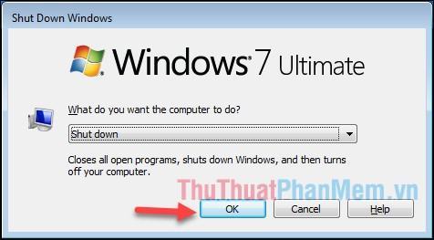 Sử dụng phím tắt Alt+F4 trên Windows 7