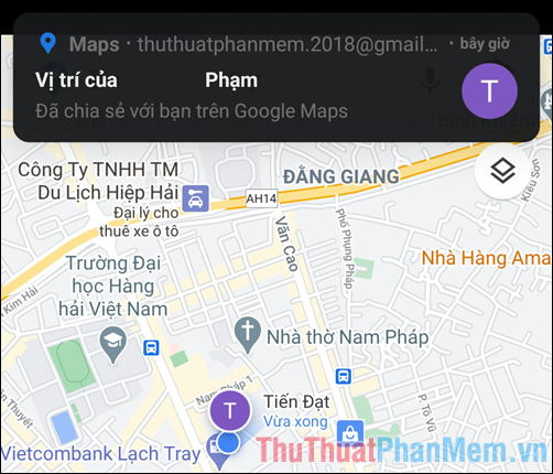 Mở ứng dụng Bản đồ (Google Map) lên và bạn sẽ nhận được thông báo chia sẻ vị trí