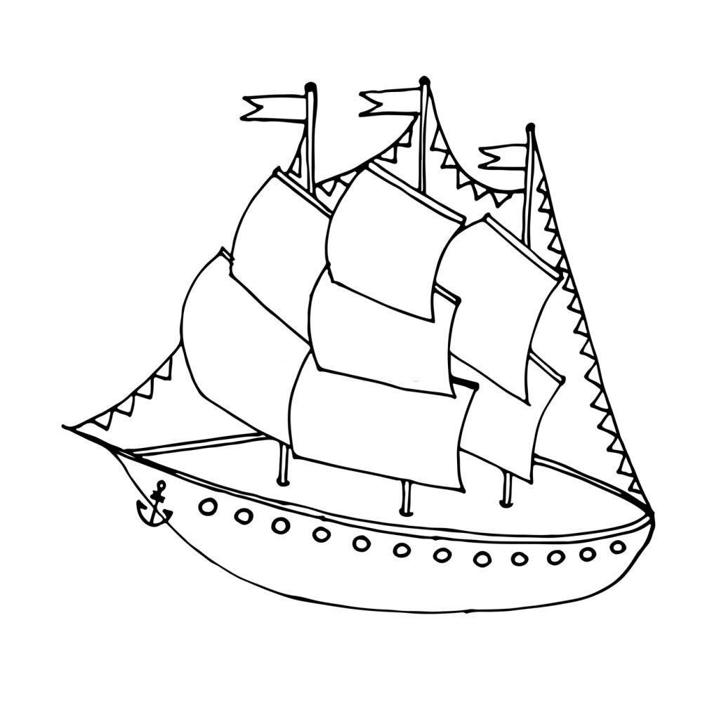 Tranh tô màu mô hình con tàu