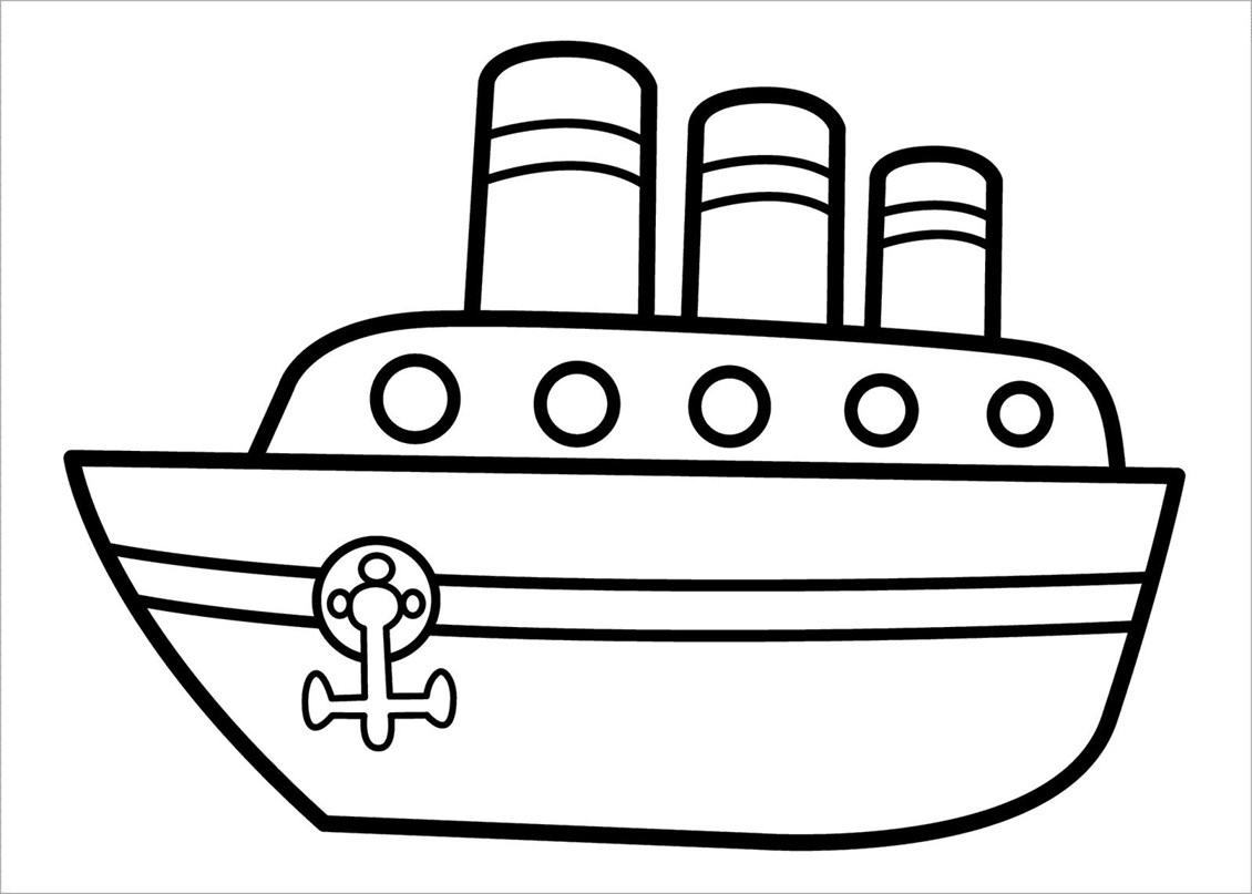 Tranh tô màu con tàu có ống khói