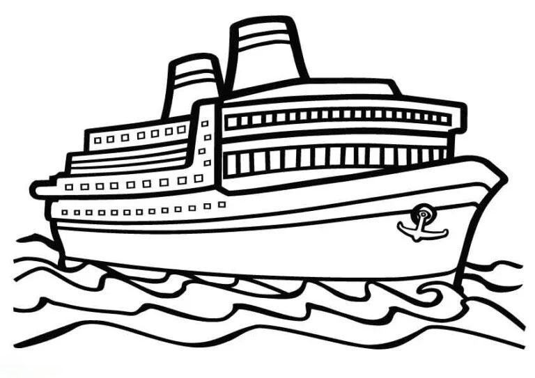 Tranh tô màu con tàu trên biển