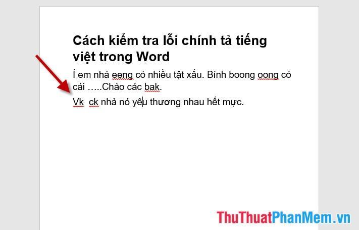 Từ tiếng Việt đúng sẽ không bị gạch chân