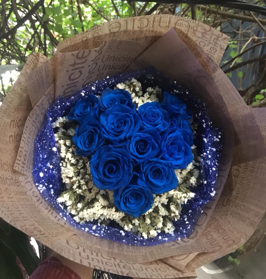 Mười hai bông hồng xanh trái tim xinh đẹp