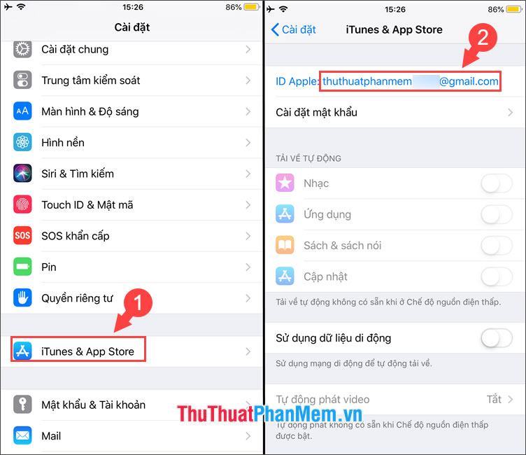 Nhấn vào ID Apple