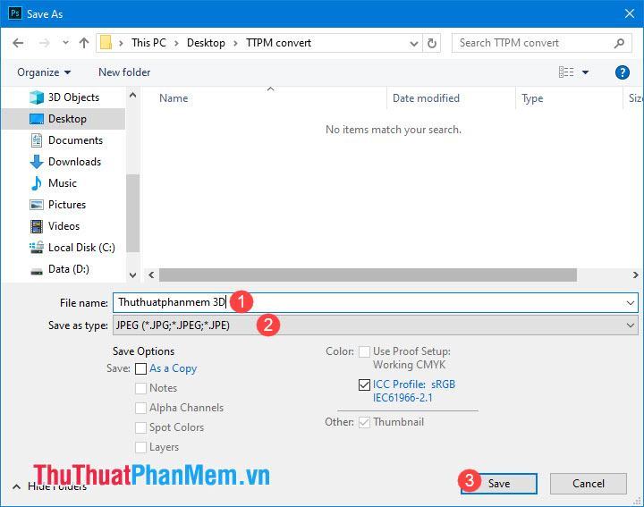 Đặt tên cho file ảnh, chọn định dạng jpg rồi nhấn Save