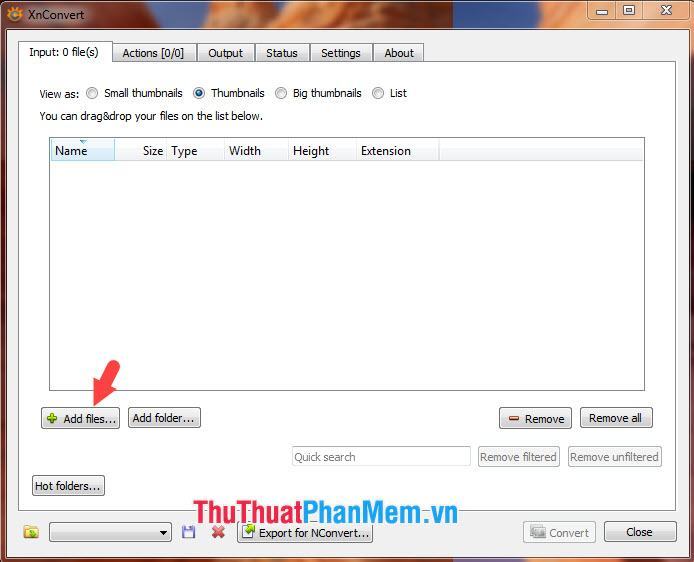 Nhấn Add file để thêm ảnh PNG cần chuyển sang JPG