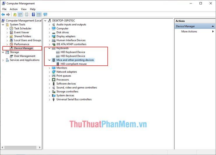 Chọn Trình quản lý thiết bị và nhấp vào Bàn phím và chuột