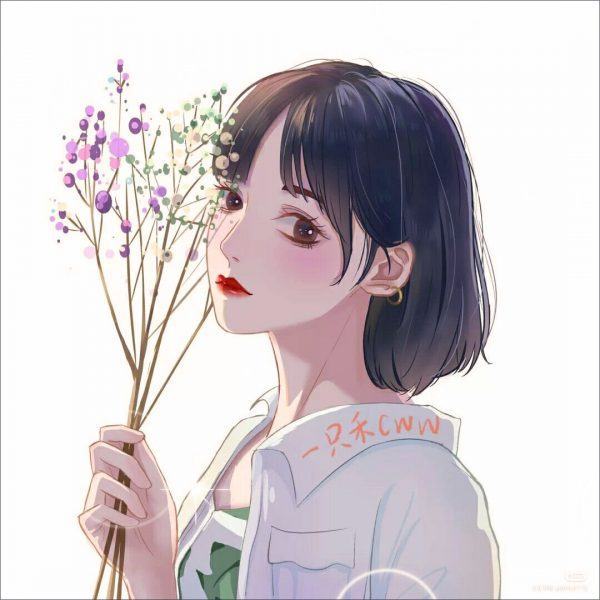 Anime cô gái cầm hoa Ảnh