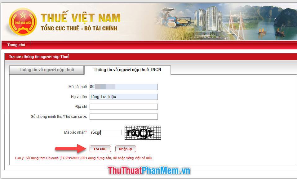 Điền thông tin cần thiết