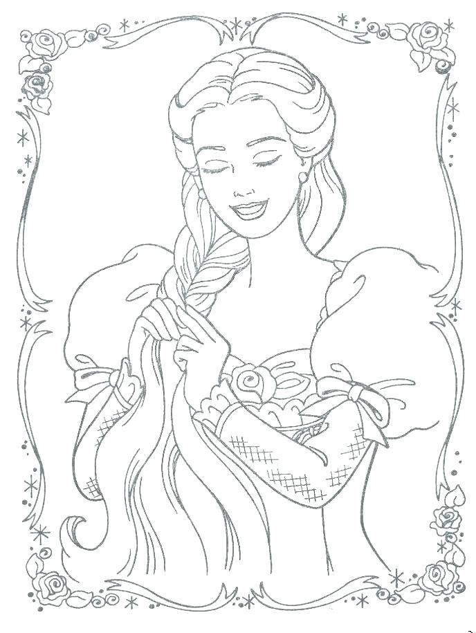 Tranh tô màu chân dung công chúa tóc mây