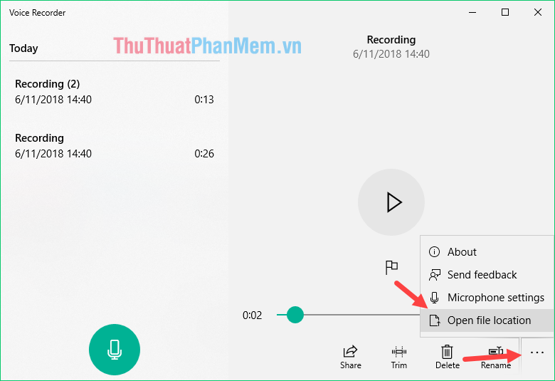 Click vào biểu tượng dấu 3 chấm chọn Open file location