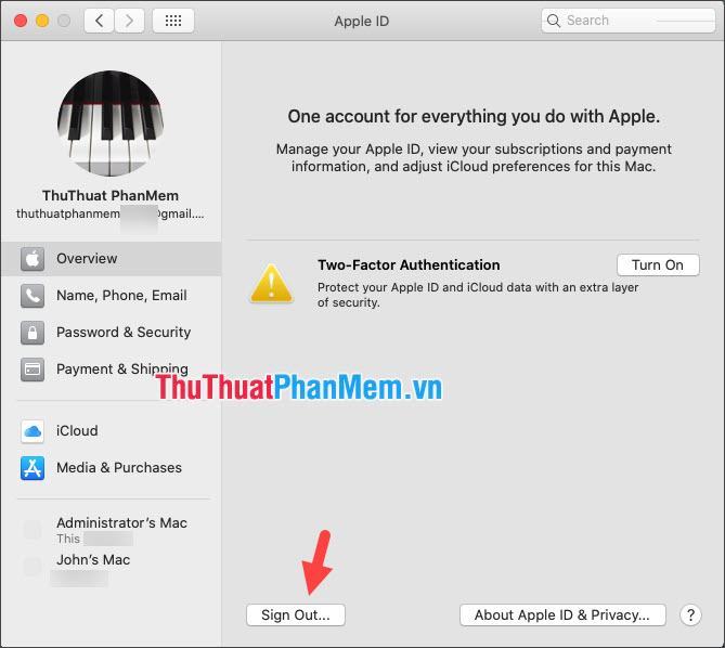 Nhấp vào Đăng xuất… để đăng xuất khỏi tài khoản của bạn trên máy Mac