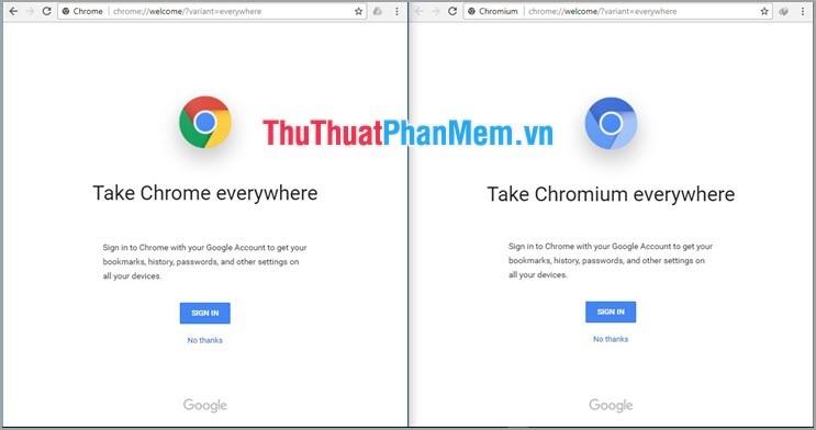 Sự khác biệt giữa Chromium và Chrome