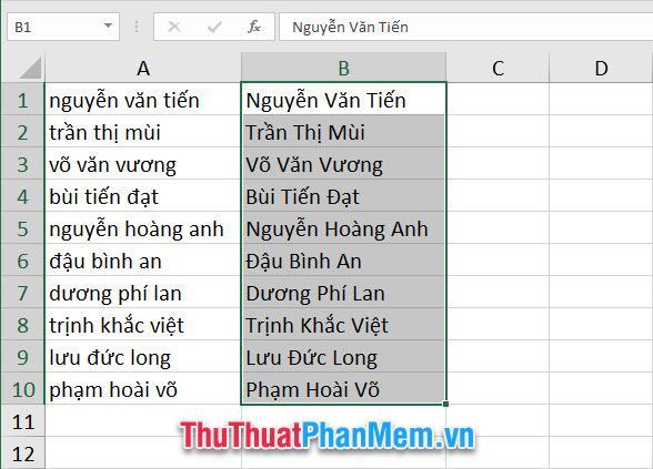 Kết quả là bạn sẽ có được đoạn văn bản đã được chuyển từ chữ thường sang chữ hoa