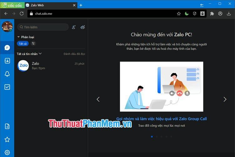 Bạn sẽ thấy Zalo phiên bản web cũng đã được chuyển đổi