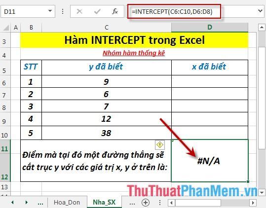 Trường hợp 1 trong 2 mảng trống - hàm trả về #N/A .  giá trị lỗi