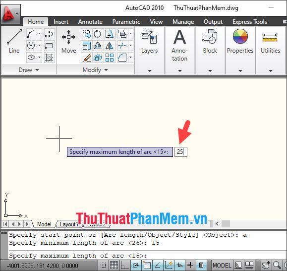 Nhập giá trị lớn nhất của cung