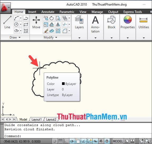 Sau khi tạo xong ta có mẫu Polyline cloud