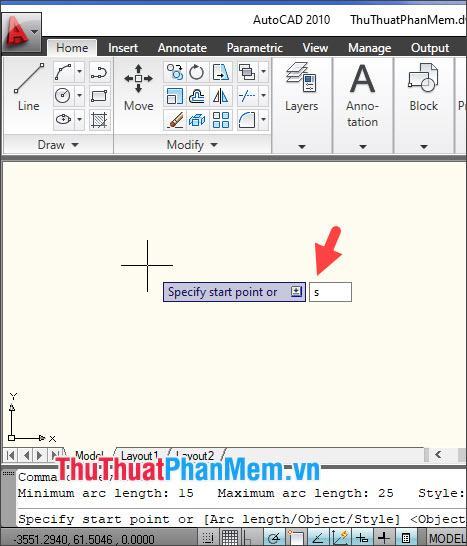 Nhập lệnh S và nhấn Enter để thay đổi Kiểu đám mây