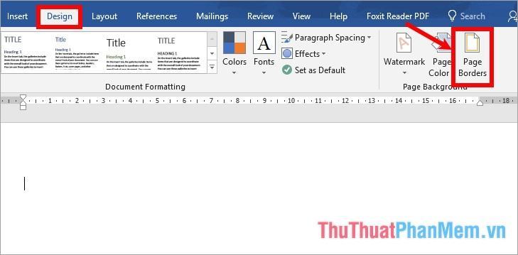 Chọn tab Design - Page Borders