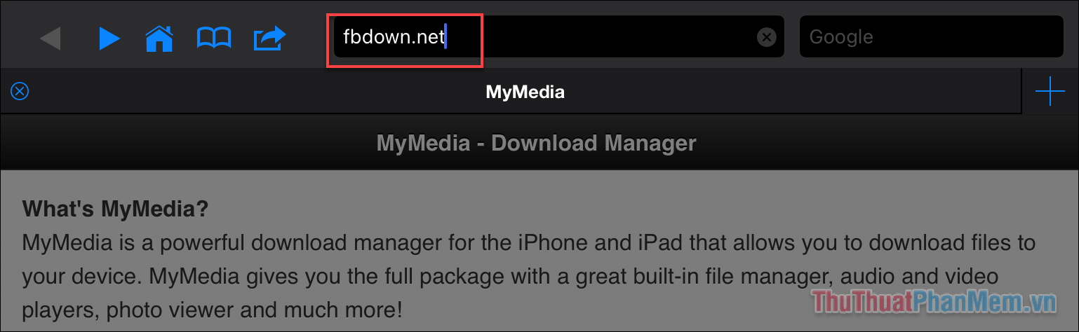 Nhập vào thanh địa chỉ fbdown.net