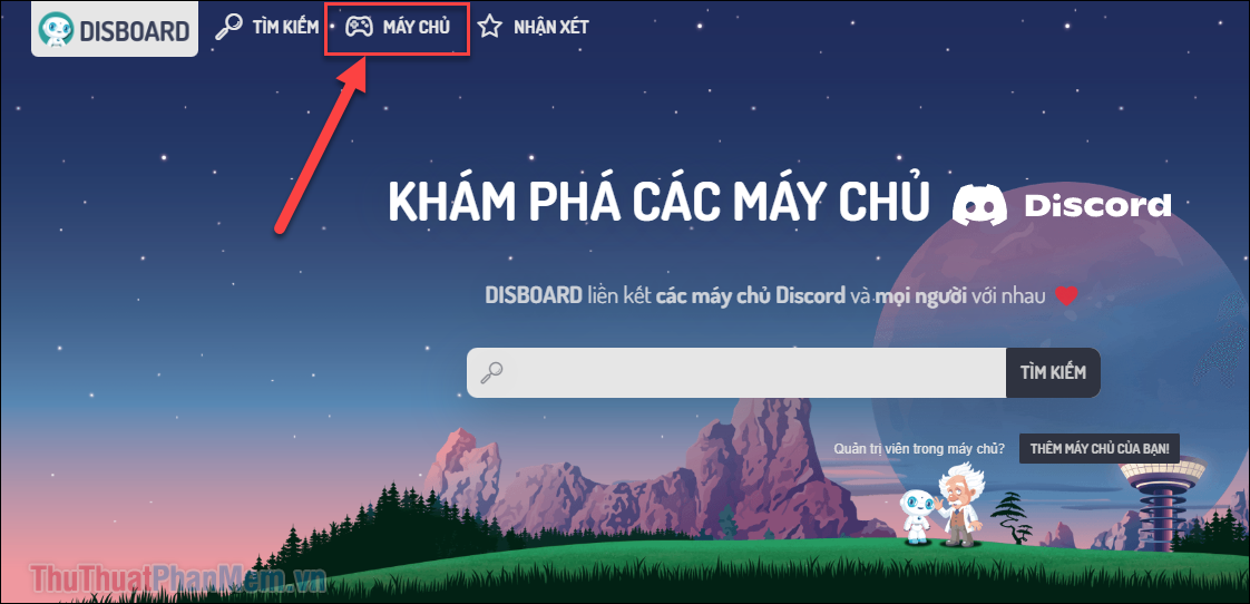 Nhấp vào tab Máy chủ