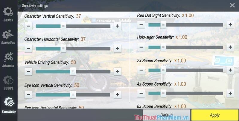 Mục Sensitivity dùng để điều chỉnh độ nhạy của chuột